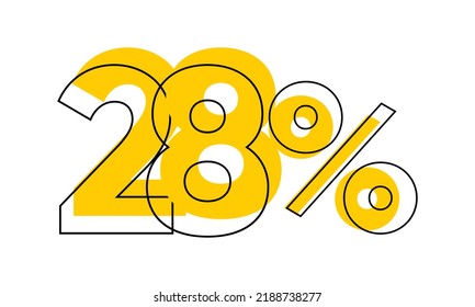 28 percent sale vector, twenty eight percent typography vector illustration