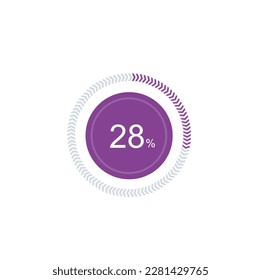 28% percentage infographic circle icons,28 percents pie chart infographic elements for Illustration, business, web design.