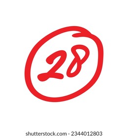 28 points exam score, twenty eight points test results illustration, low marks