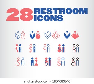 28 Premium Designed Restroom Icons & Symbol, Vector Isolated Elements-K