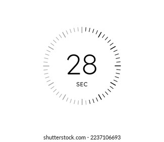 28 second timers Clocks, Timer 28 sec icon vector