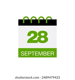 28 septiembre calendario fecha icono Vector eps