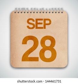28 September Calendar Notebook Vector