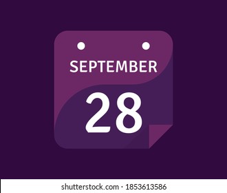 Icono del 28 de septiembre Icono Calendario único Día Ilustración vectorial