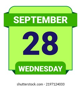 28 September, Wednesday. Date template. Useful design for calendar or event promotion. Vector illustration EPS 10 File. 