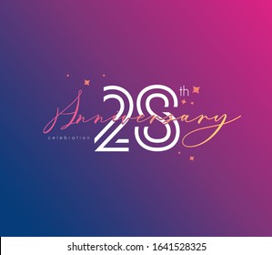 28 th Anniversary celebration logo, Icon template Vector.