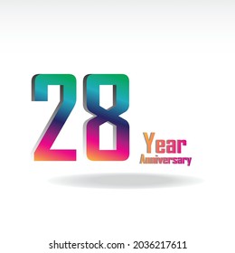 28 th anniversary event party. Vector illustration. numbers template for Celebrating.