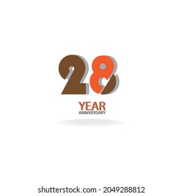 28 th anniversary event party. Vector illustration. numbers template for Celebrating.