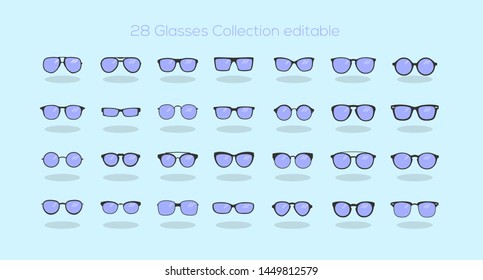 28 variant glasses vektor with different shape
