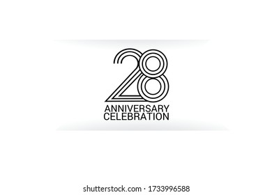 28 year anniversary celebration Black Line. logotype isolated on White background for celebration, invitation card, and greeting card-Vector