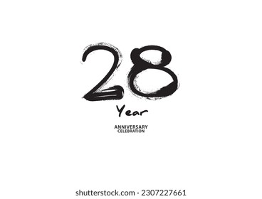 28 year anniversary celebration logotype on white background for poster, banner, flyer, invitations or greeting card, 28 number logo design, 28th Birthday invitation, anniversary vector template