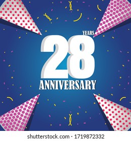 28 year anniversary celebration, vector design for celebrations, invitation cards and greeting cards