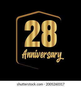 28 year anniversary celebration, vector design for celebrations, invitation cards and greeting cards