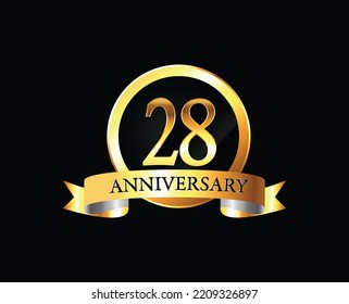 28 Year Anniversary Celebration Vector Design Stock Vector (Royalty ...