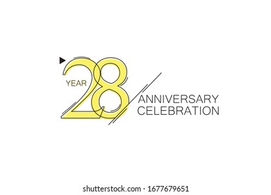 28 year Anniversary comical look, simple line art, Sleek and Clean Design - Vector