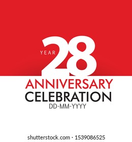 28 Year Anniversary Concept Red Color and White for banner, greeting card - Vector