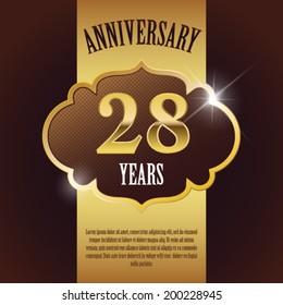 "28 Year Anniversary" - Elegant Golden Design Template / Background / Seal