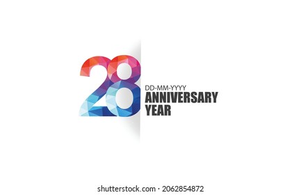 28 year anniversary full color polygon geometry style background for event, birthday, gift - vector