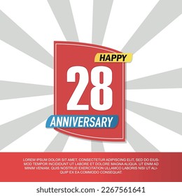 28 year anniversary icon logo design with red and white emblem on white background abstract illustration