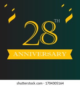 28 year anniversary logo template, 28 year anniversary icon label, 28 year anniversary party symbol