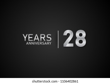 28 year anniversary silver design for celebration event isolated on black background 