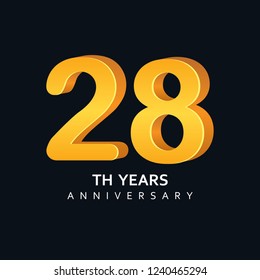 28 Year Anniversary Vector Template Design Illustration.