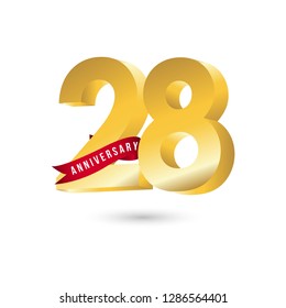 28 Year Anniversary Vector Template Design Illustration