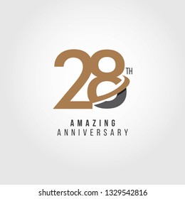 28 Year Anniversary Vector Template Design Illustration