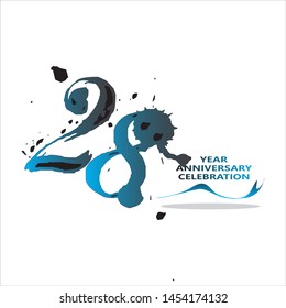 28 Year Anniversary Vector Template Design Illustration