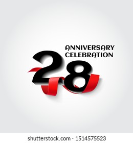 28 Year Anniversary Vector Template Design Illustration