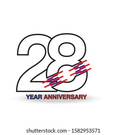28 Year Anniversary Vector Template Design Illustration