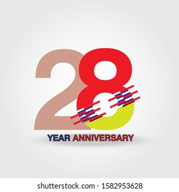 28 Year Anniversary Vector Template Design Illustration