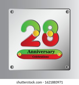 28 Year Anniversary Vector Template Design Illustration