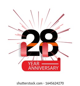 28 Year Anniversary Vector Template Design Illustration