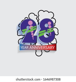 28 Year Anniversary Vector Template Design Illustration