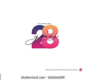 28 years anniversary or birthday celebration design template Vector.
