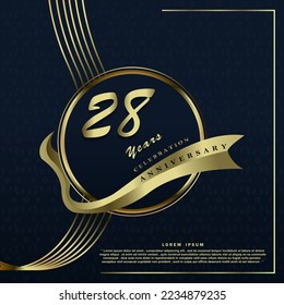 28 years anniversary celebration 3d vector template design illustration