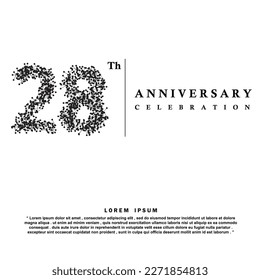 28 Years anniversary celebration 3d vector template design illustration