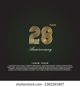 28 years anniversary celebration 3d vector template design illustration