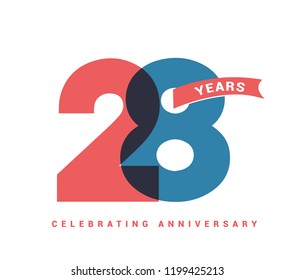 28 years anniversary celebration colorful logo with fireworks on white background. 28th anniversary logotype template design for banner, poster, card vector illustrator