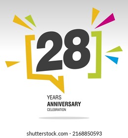 28 Years Anniversary celebration colorful white modern number logo icon banner