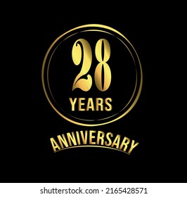 28 Years Anniversary Celebration Design Golden Stock Vector (Royalty ...