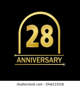 28 years anniversary celebration with elegant golden color and ring for anniversary celebration