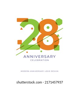 28 years anniversary celebration logo design template vector