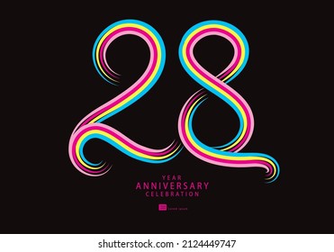 28 years anniversary celebration logotype colorful line vector, 28th birthday logo, 28 number, Banner template, vector design template elements for invitation card and poster, t shirt design vector