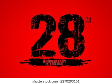 28 years anniversary celebration logotype on red background, 28th birthday logo, 28 number, anniversary year banner, anniversary design elements for invitation card and poster. number design vector