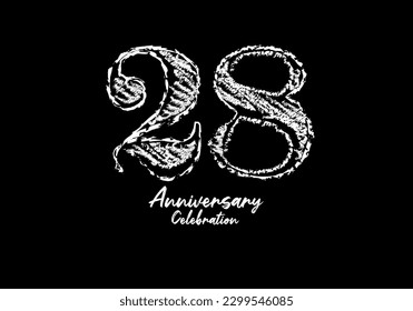 28 years anniversary celebration logotype white vector, 28th birthday logo, 28 number design, anniversary year banner, anniversary design elements for invitation card and poster. number design vector