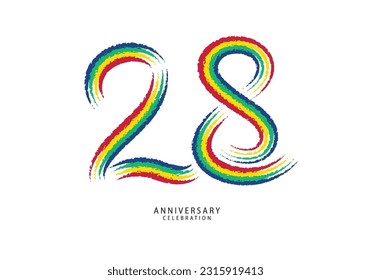 28 years anniversary celebration logotype colorful line vector, 28th birthday logo, 28 number design, anniversary template, anniversary vector design elements for invitation card, poster, flyer.