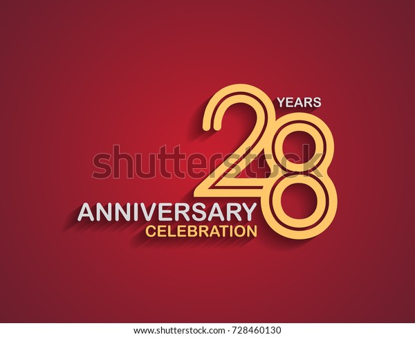 28 Years Anniversary Celebration Logotype Linked Stock Vector (Royalty ...