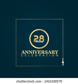 28 years anniversary celebration simple logo. gold logo. luxury design